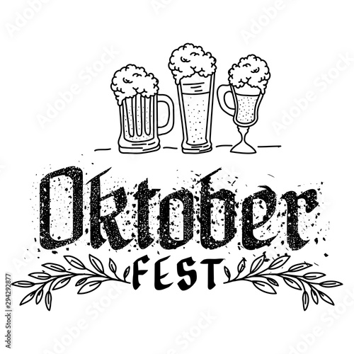 beers glasses and calligraphy oktoberfest celebration