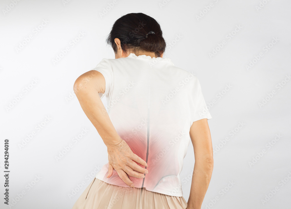 old asian woman feel spine muscle pain old asian woman feel spine muscle pain