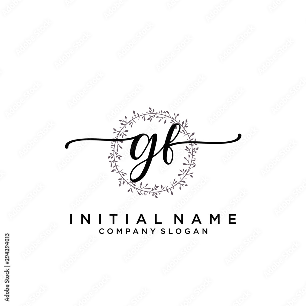 GF Beauty vector initial logo, handwriting logo. GF Beauty vector initial logo, handwriting logo.
