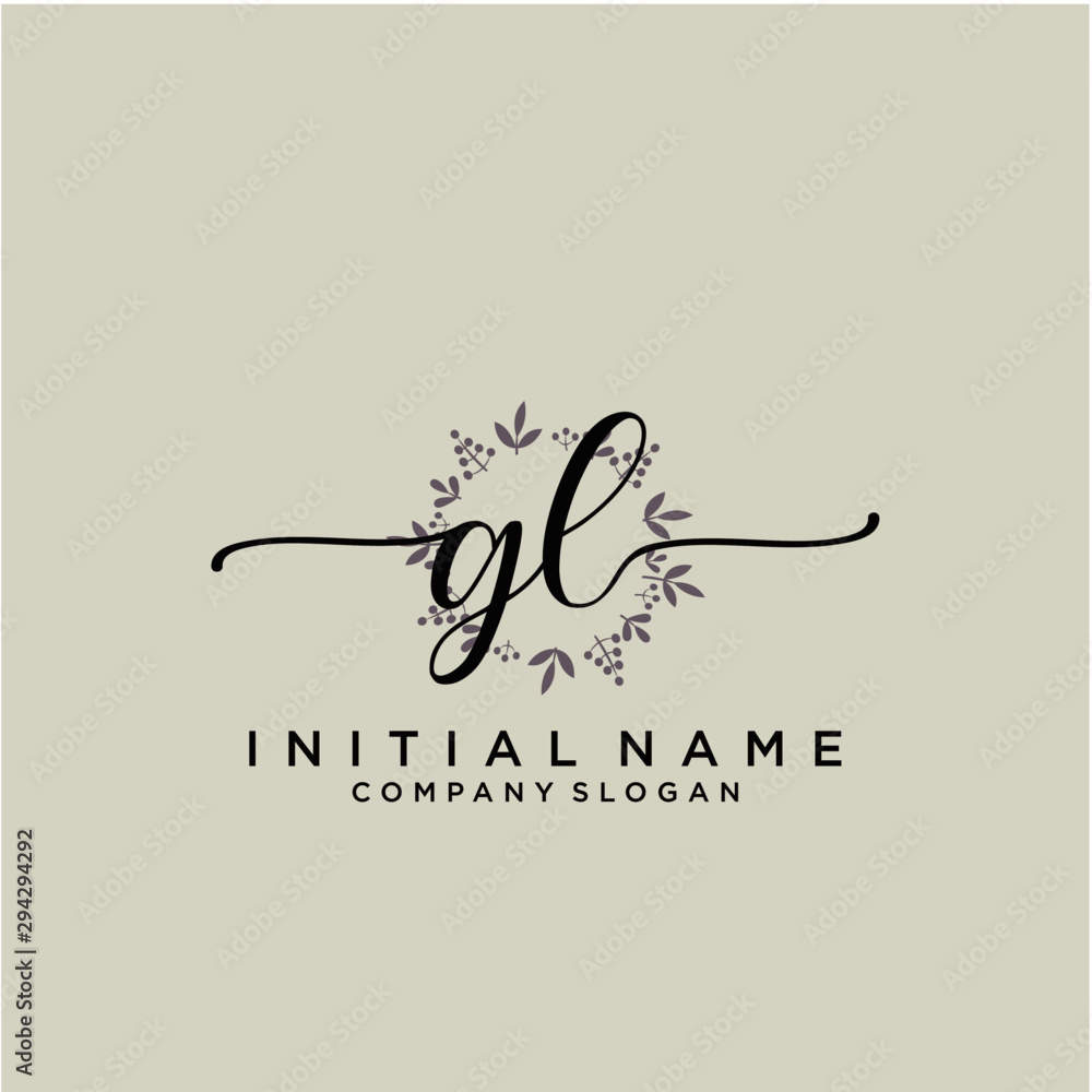 GL Beauty vector initial logo, handwriting logo. GL Beauty vector initial logo, handwriting logo.