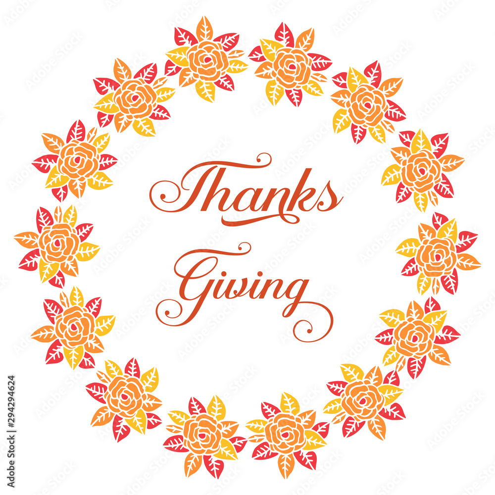 Design cute autumn leaves frame, for handwritten text of thanksgiving. Vector