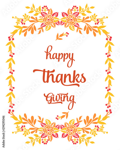 Wallpaper Mural Lettering thanksgiving, with design element of autumn leaves frame. Vector Torontodigital.ca