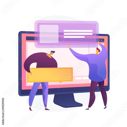 Website interface development planning. Devops team flat characters working. UI, UX, content design. Computer software creation and web development. Vector isolated concept metaphor illustration