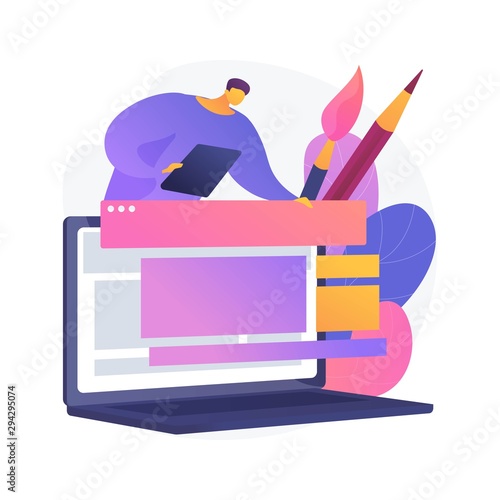 Graphic design video tutorial. Traditional art Internet course. Painter online masterclass. Web designer distance classes. Painting, e learning, education. Vector isolated concept metaphor