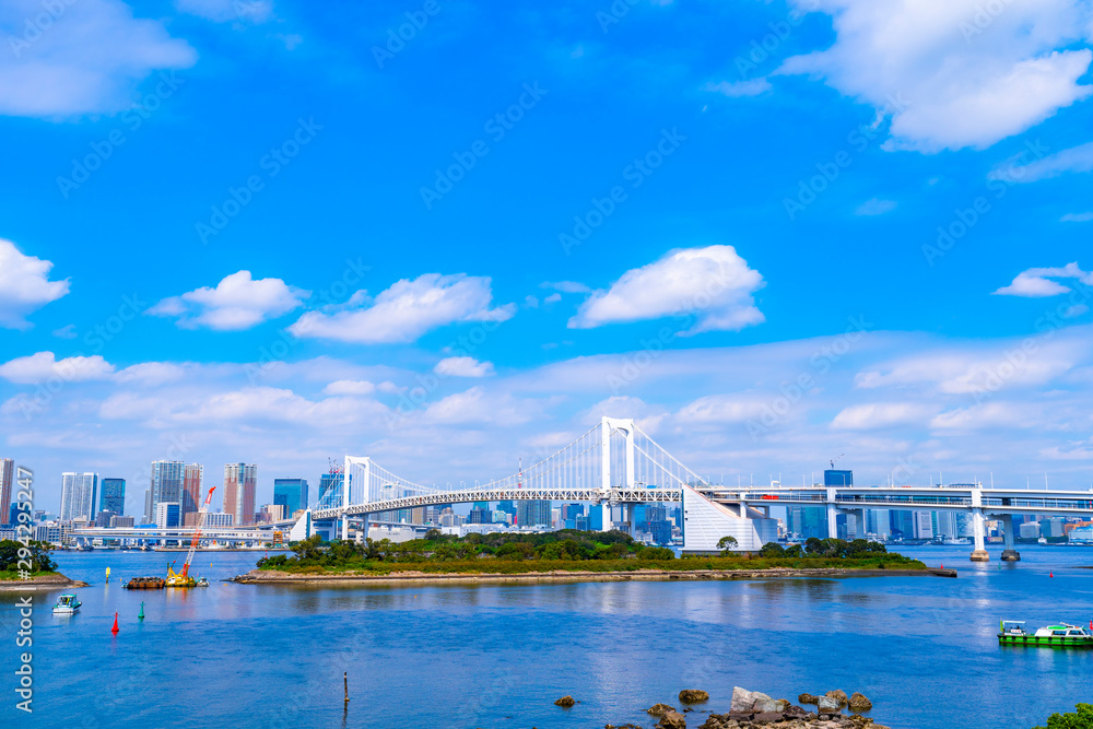 東京都市風景とレインボーブリッジ
