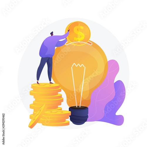 Capital investment, sponsorship. Money donation, startup funding, financial support. Philanthropy design element. Investor putting money in light bulb. Vector isolated concept metaphor illustration