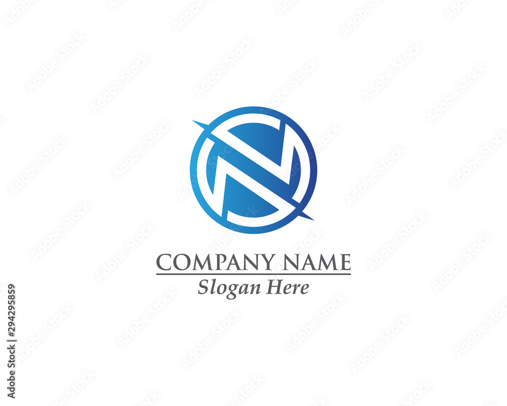 Abstract circle logo initial N concept design