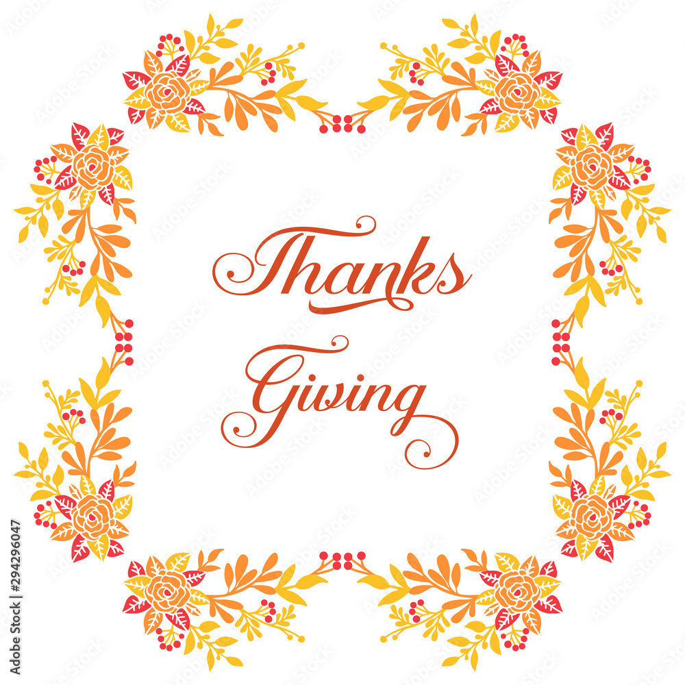 Obraz premium Texture of card thanksgiving, with vintage autumn leaf floral frames. Vector
