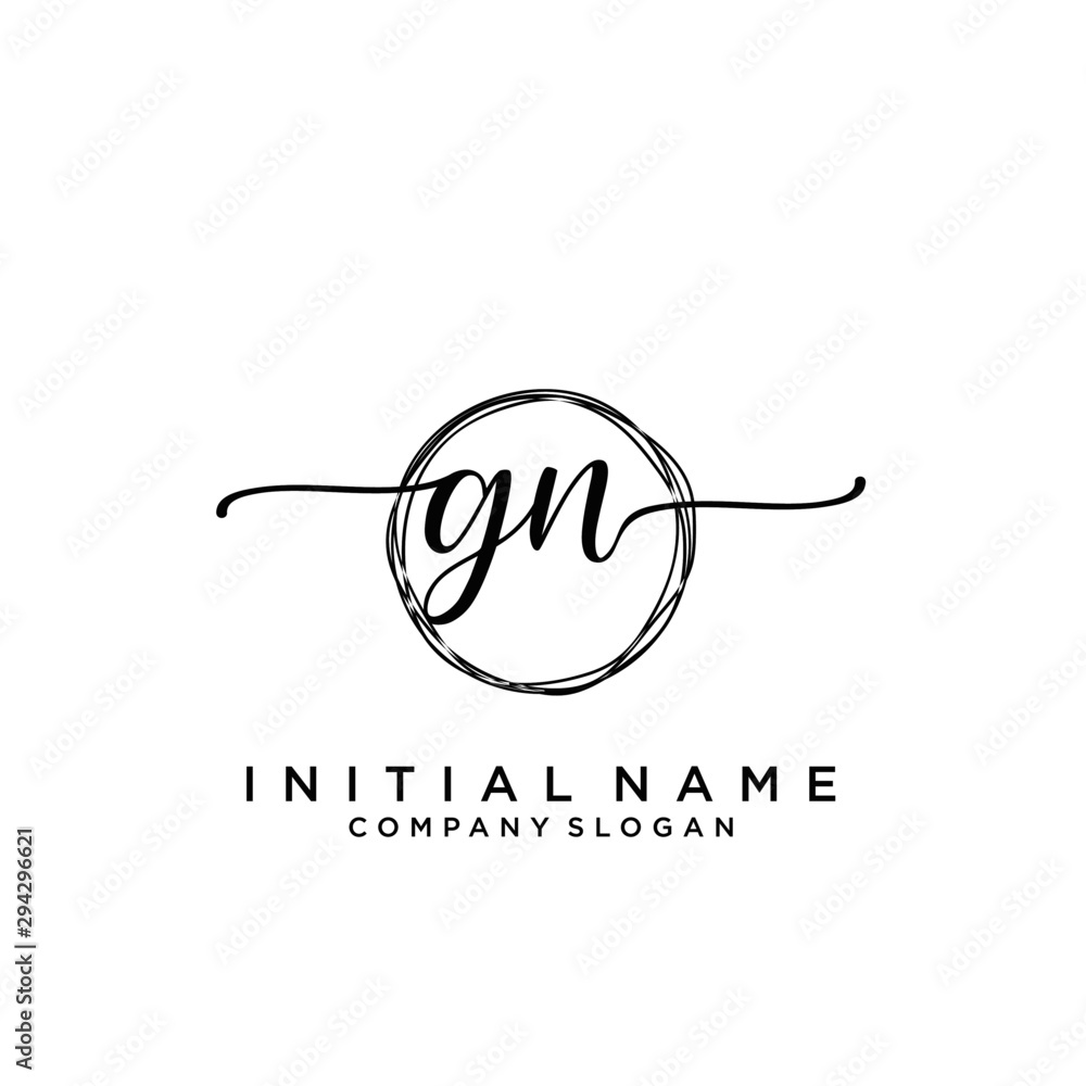 GN Beauty vector initial logo, handwriting logo. GN Beauty vector initial logo, handwriting logo.