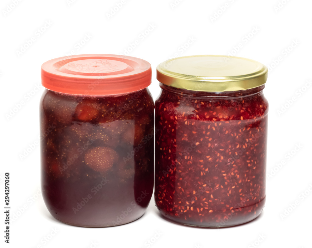 Jars with pickled vegetables isolated on white Jars with pickled vegetables isolated on white