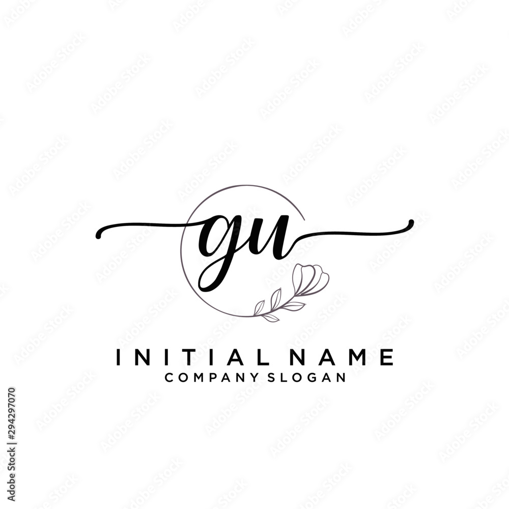 GU Beauty vector initial logo, handwriting logo. GU Beauty vector initial logo, handwriting logo.