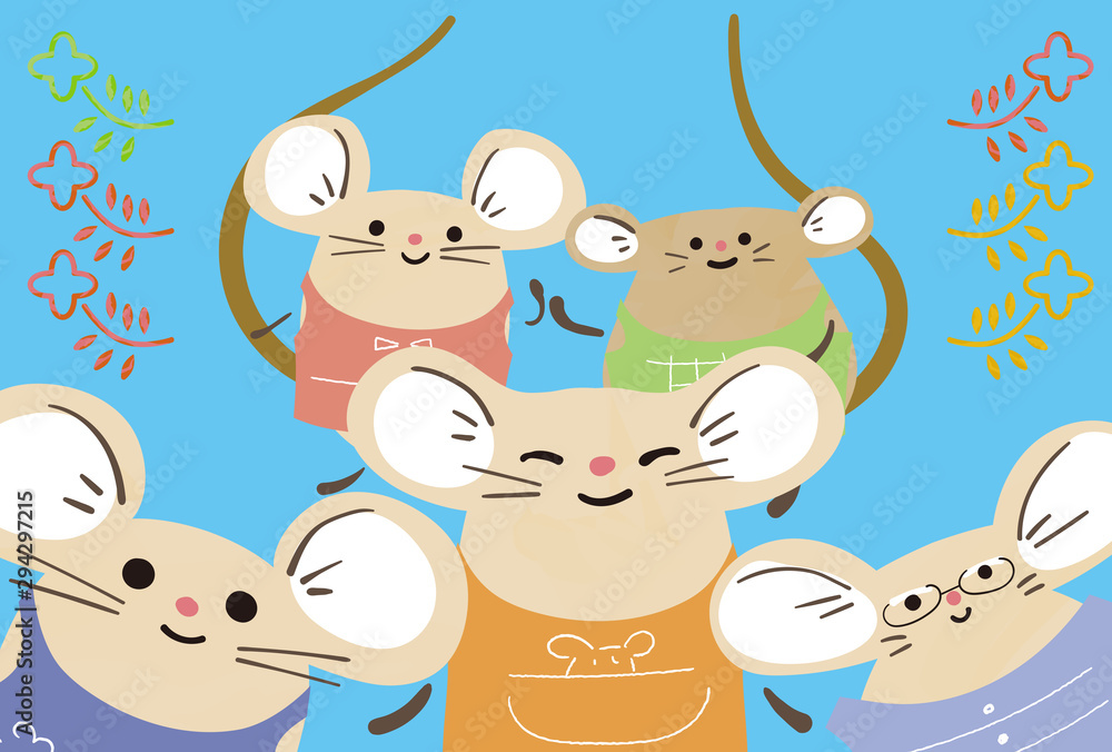 2020年 年賀状 エプロン姿のかわいいねずみたち 背景黄色 イラスト Stock Illustration Adobe Stock 2020年 年賀状 エプロン姿のかわいいねずみたち 背景黄色 イラスト Stock Illustration Adobe Stock