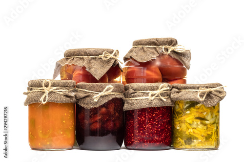 set of canned products on a white background