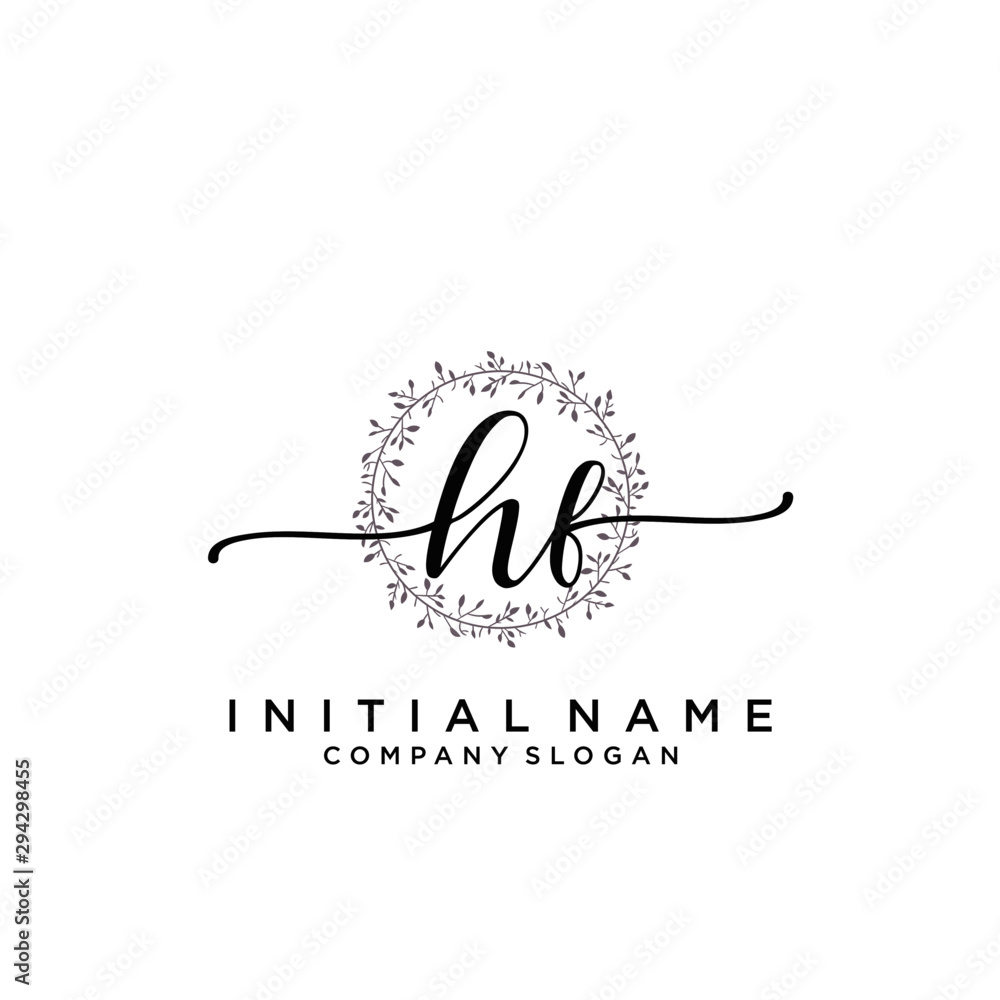 Fototapeta premium HF Beauty vector initial logo, handwriting logo.