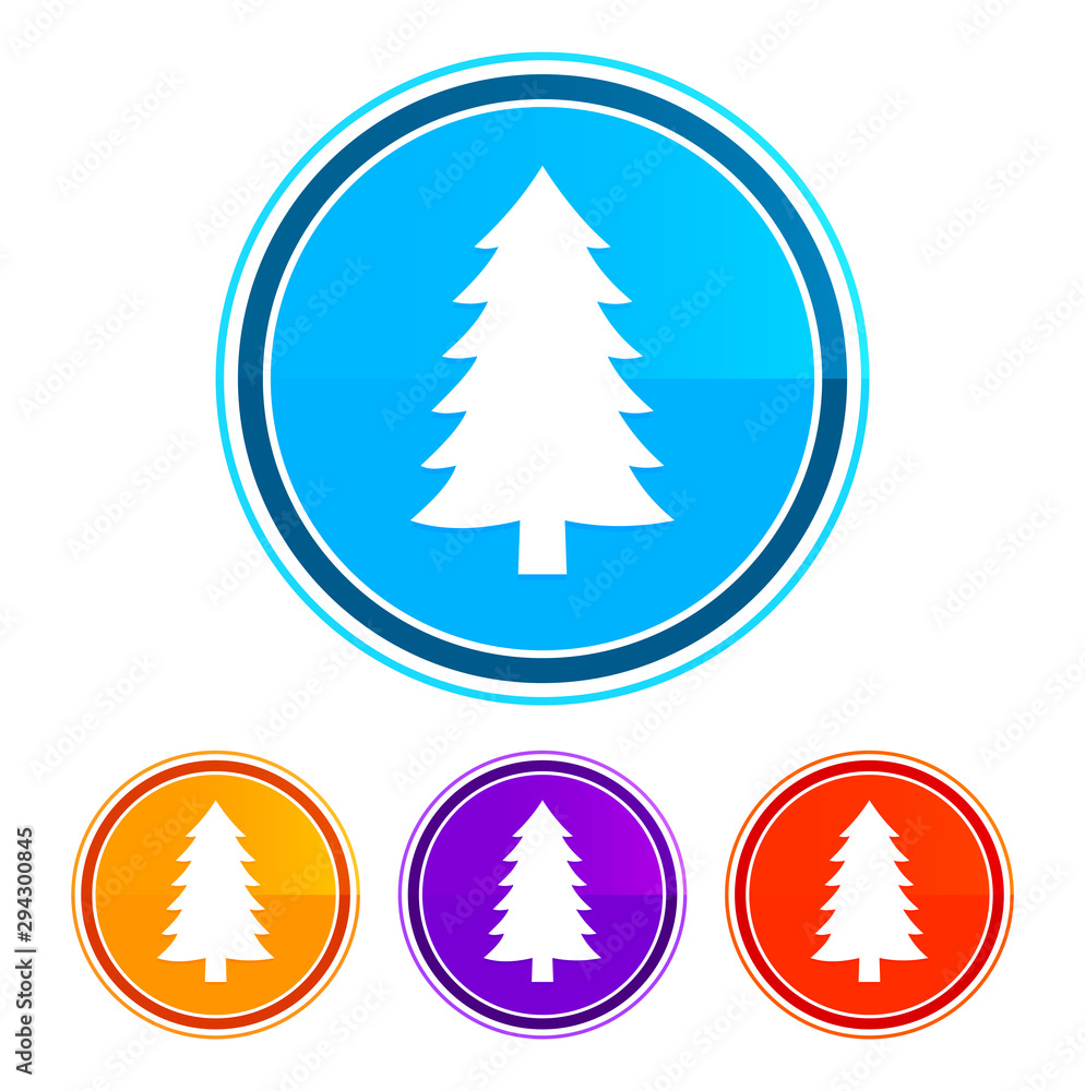 Evergreen conifer pine tree icon flat design round buttons set illustration design Evergreen conifer pine tree icon flat design round buttons set illustration design