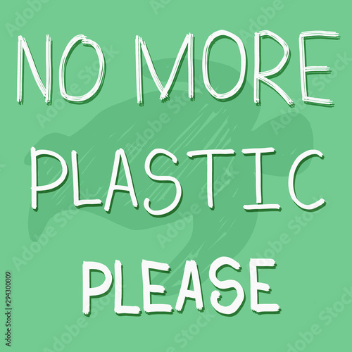 no more plastic please. eco banner with silhouette of a sea turtle.