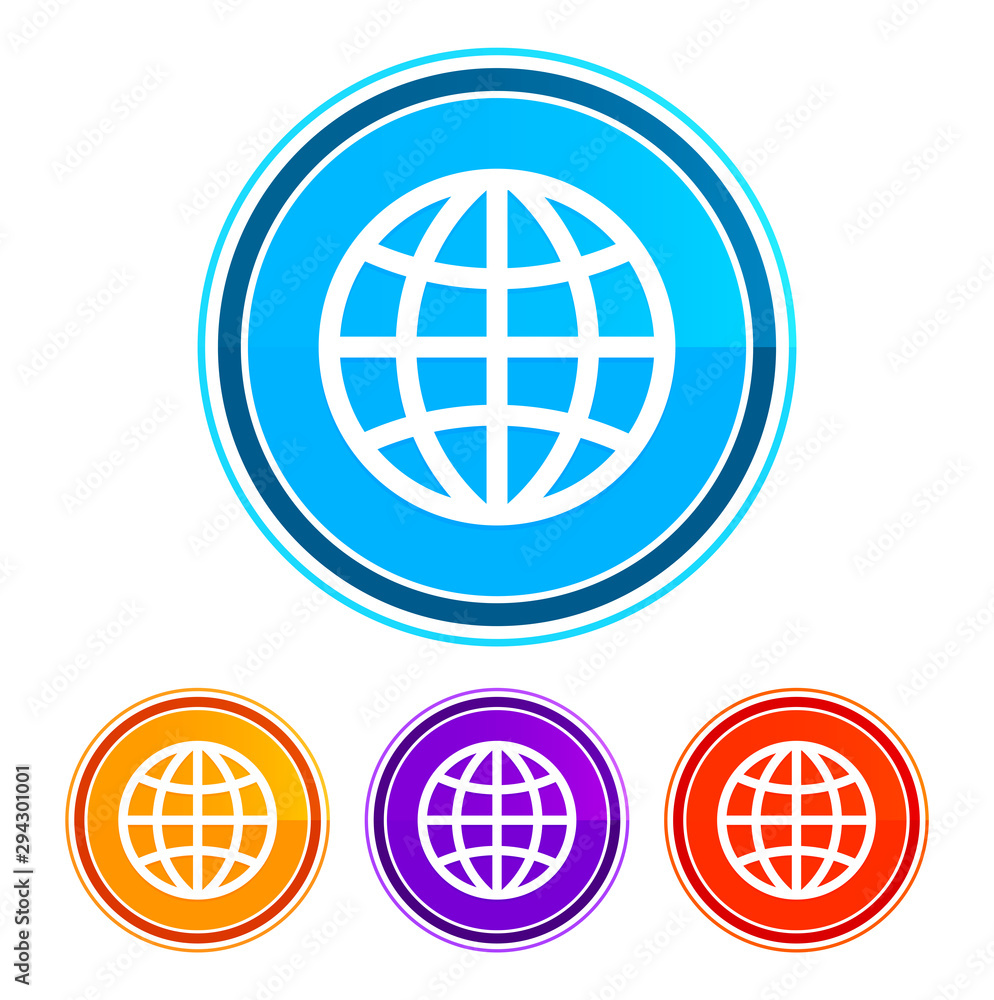 World icon flat design round buttons set illustration design World icon flat design round buttons set illustration design