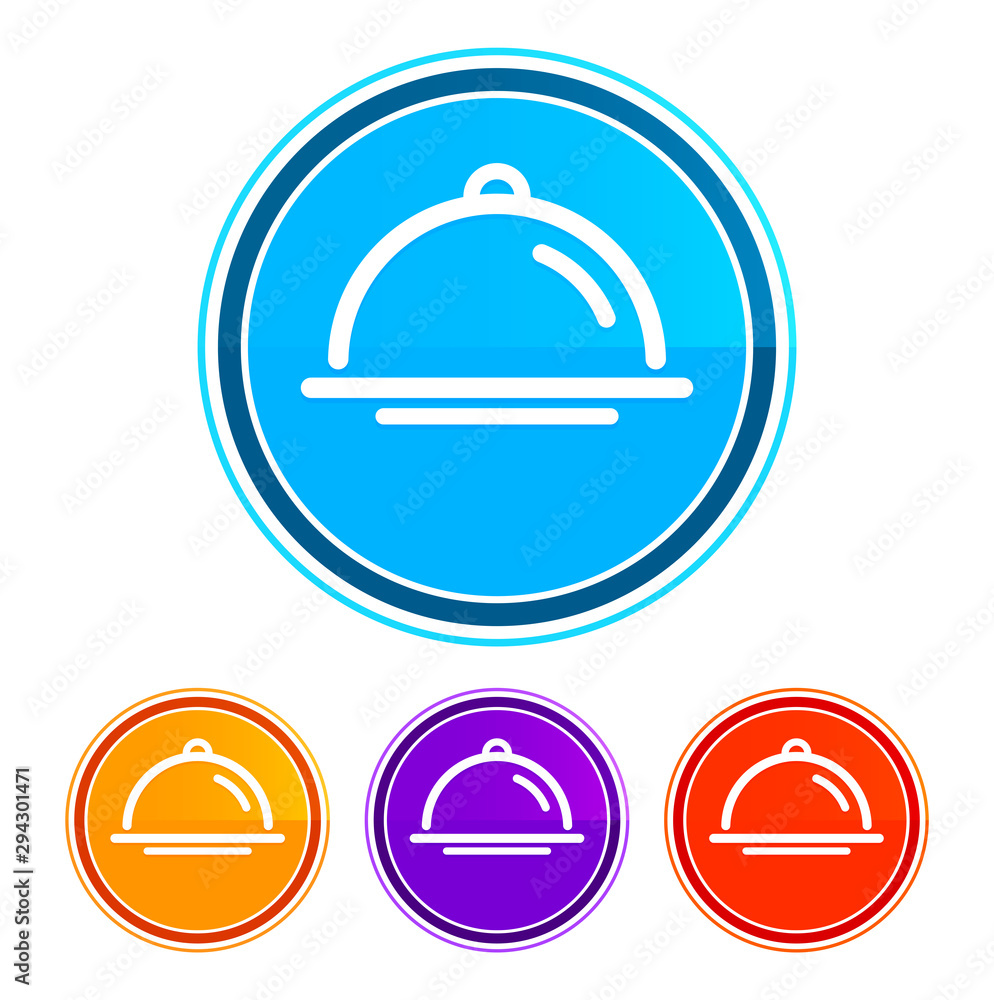 Food cover icon flat design round buttons set illustration design Food cover icon flat design round buttons set illustration design