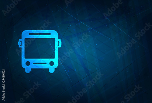 Bus icon futuristic digital abstract blue background