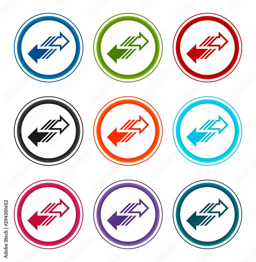 Transfer arrow icon flat round buttons set illustration design Transfer arrow icon flat round buttons set illustration design