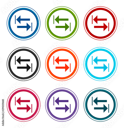 Transfer arrow icon flat round buttons set illustration design