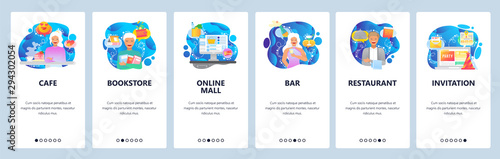Website and mobile app onboarding screens vector template