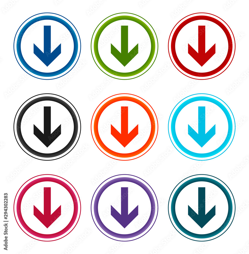 Down arrow icon flat round buttons set illustration design Down arrow icon flat round buttons set illustration design