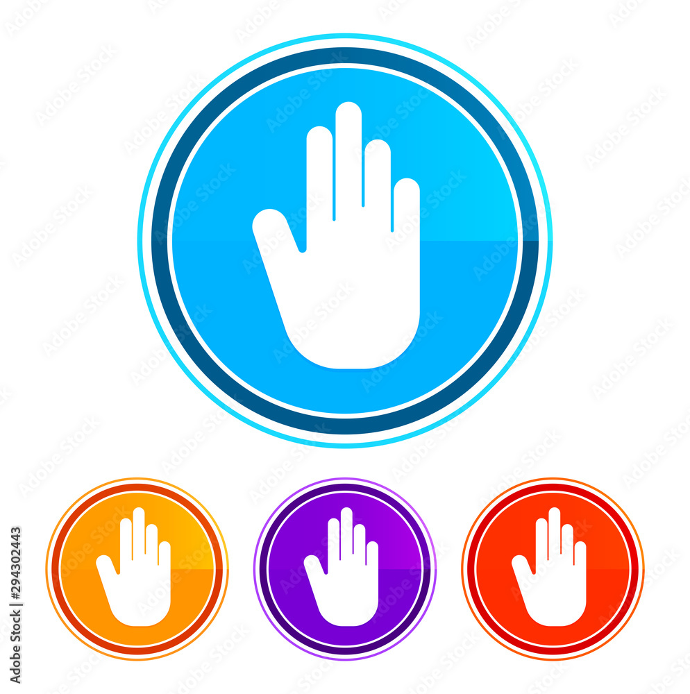 Stop hand icon flat design round buttons set illustration design Stop hand icon flat design round buttons set illustration design
