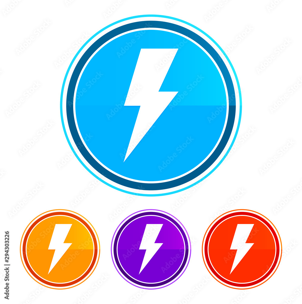 Electricity icon flat design round buttons set illustration design Electricity icon flat design round buttons set illustration design