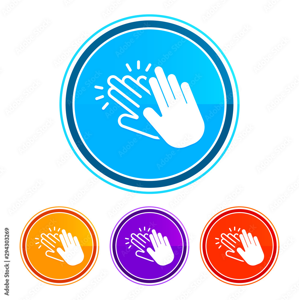 Hands clap icon flat design round buttons set illustration design Hands clap icon flat design round buttons set illustration design