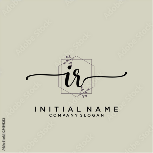 IR Beauty vector initial logo, handwriting logo.