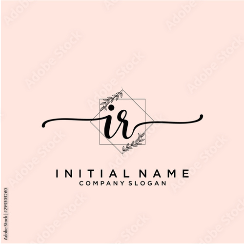 IR Beauty vector initial logo, handwriting logo.