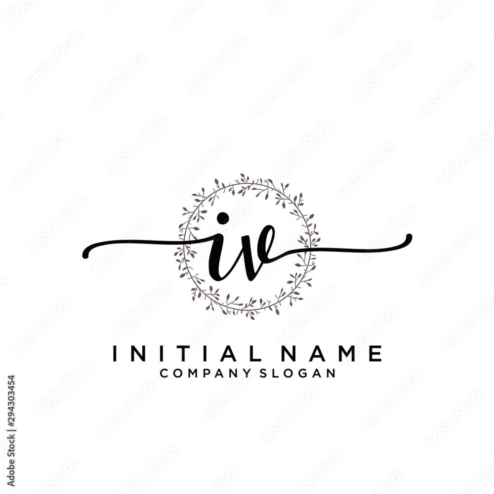 IV Beauty vector initial logo, handwriting logo. IV Beauty vector initial logo, handwriting logo.