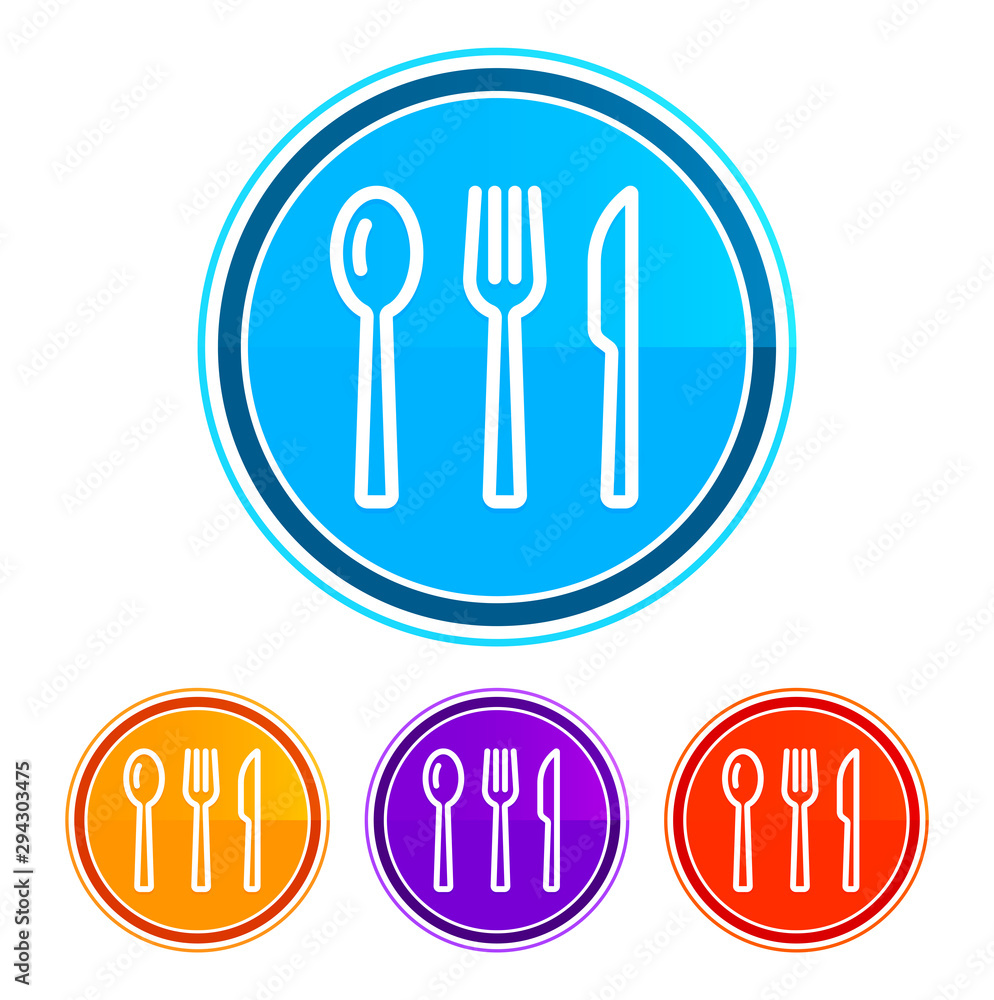 Cutlery icon flat design round buttons set illustration design Cutlery icon flat design round buttons set illustration design
