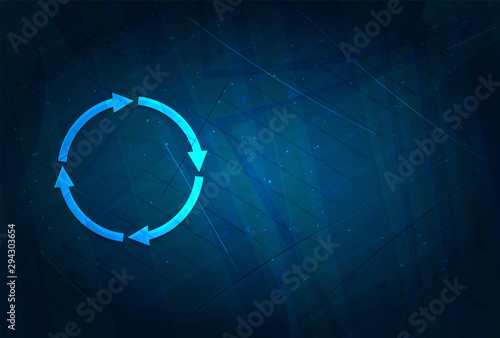 Refresh update icon futuristic digital abstract blue background