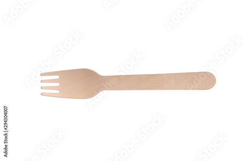 bamboo fork knife isolated on white background. utensil and disposable kitchenware.