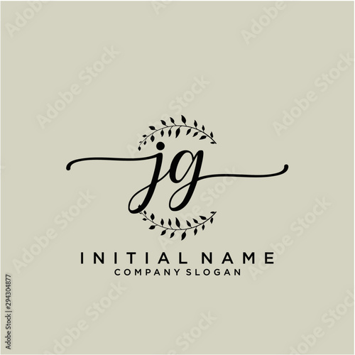 JG Beauty vector initial logo  handwriting logo.