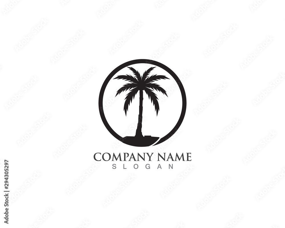 Palm logo tree template and vector illustration Palm logo tree template and vector illustration