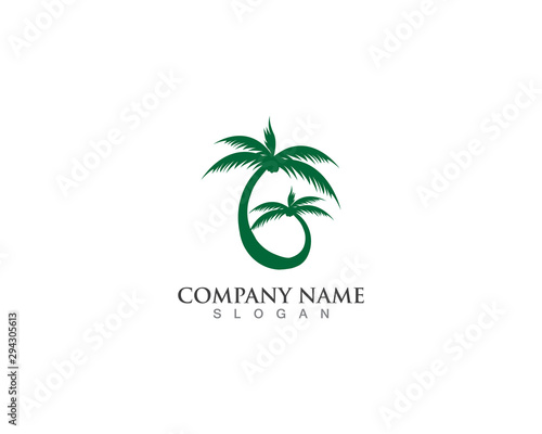 Palm logo tree template and vector illustration