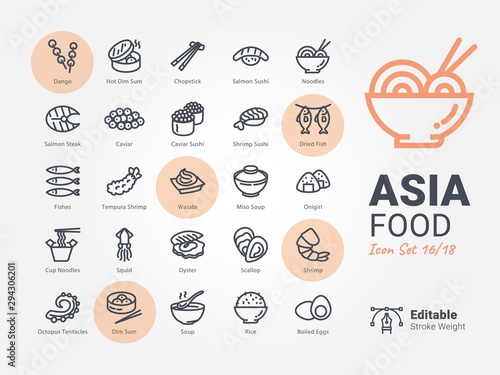 Asia Foods icon collection