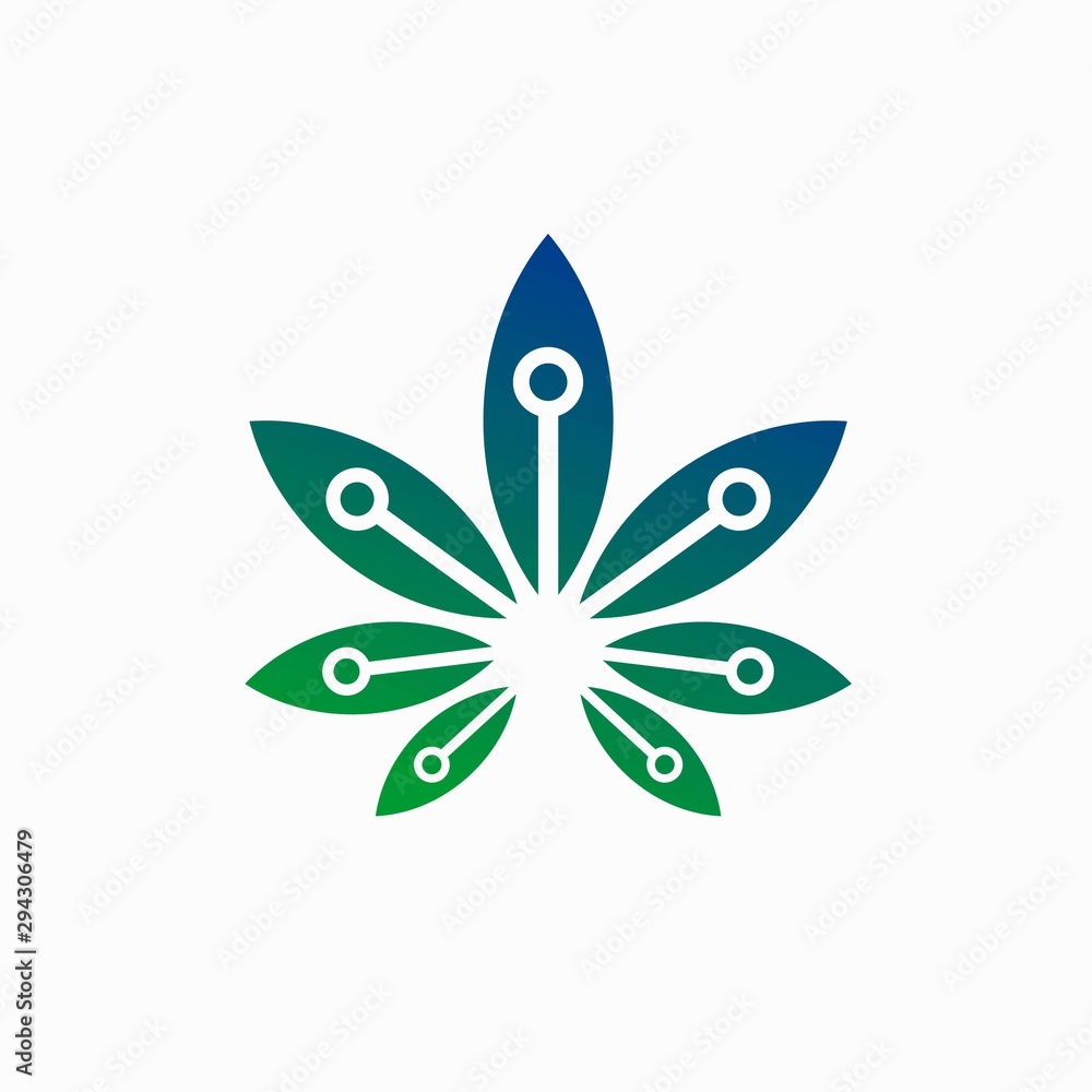 Cannabis logo formed digital concept