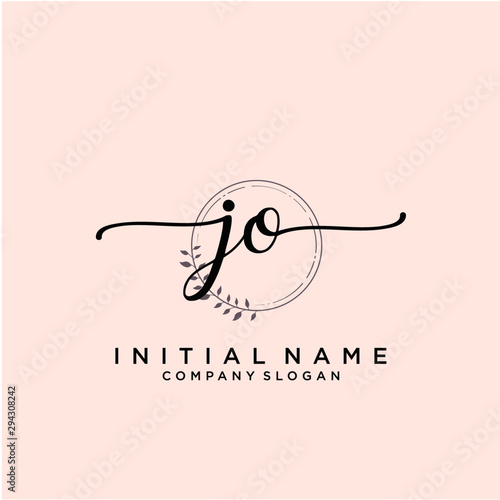 JO Beauty vector initial logo, handwriting logo.