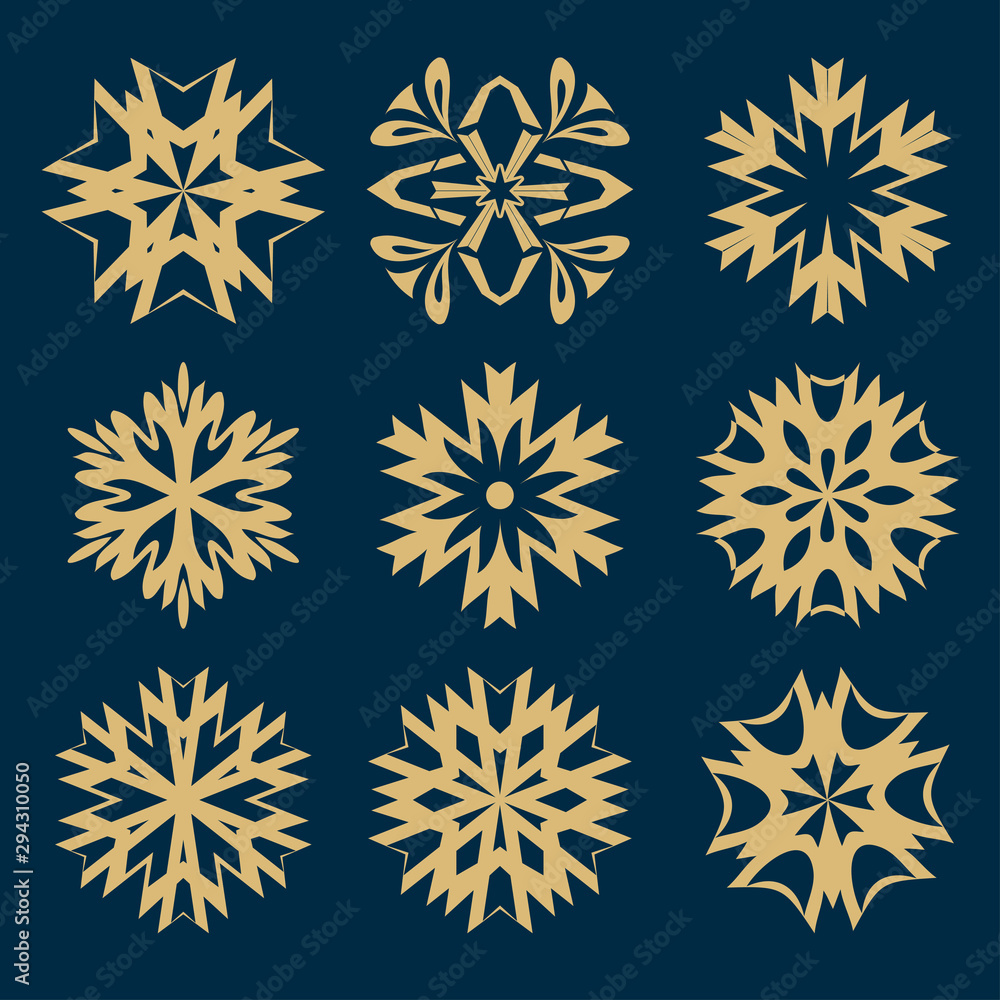 Collection of snowflake icons. Collection of snowflake icons.