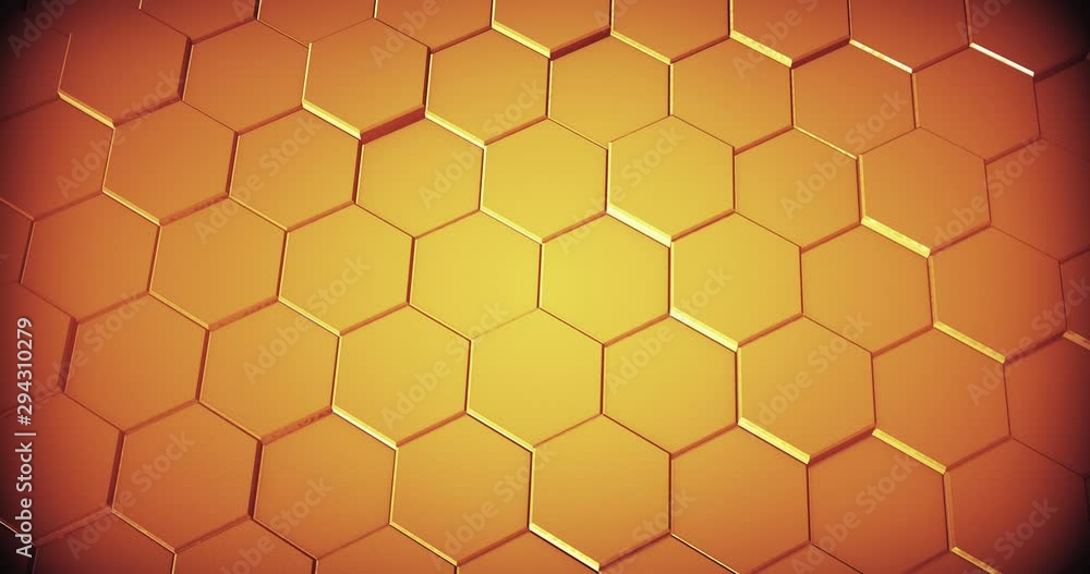 Abstract geometric honey gold hexagone background. 4k seamless loop. 3d render. Abstract geometric honey gold hexagone background. 4k seamless loop. 3d render.
