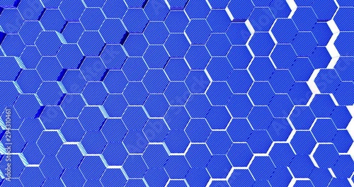 Abstract geometric blue hexagone background. 4k seamless loop. 3d render. photo