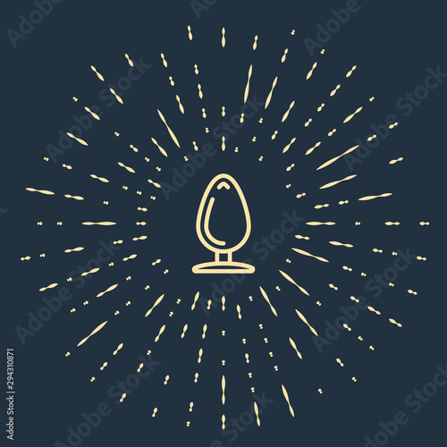 Beige Anal plug icon isolated on dark blue background. Butt plug sign. Fetish accessory. Sex toy for men and woman. Abstract circle random dots. Vector Illustration