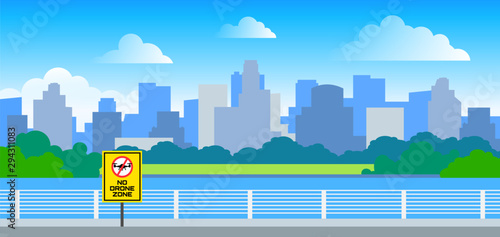 no drone zone sign city park  urban landscape 