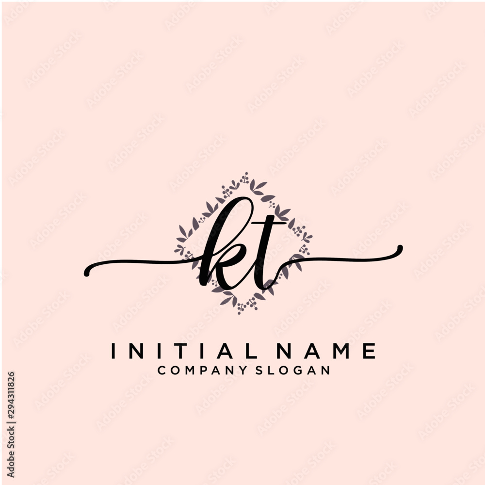 KT Beauty vector initial logo, handwriting logo. KT Beauty vector initial logo, handwriting logo.