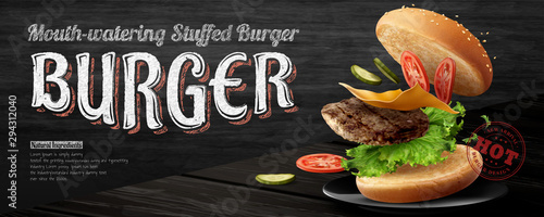 Delicious hamburger banner ads photo