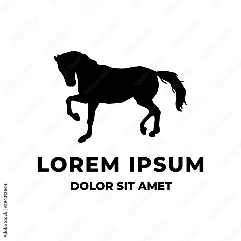 Simple horse with one leg raise logo design Simple horse with one leg raise logo design